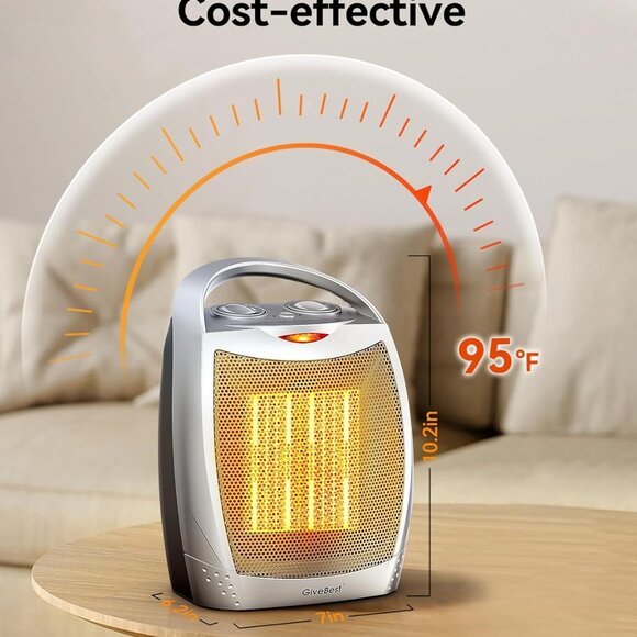 NEW Portable Electric Space Heater Thermostat Ceramic Fan Office Room Desk Indoo - Picture 2 of 15